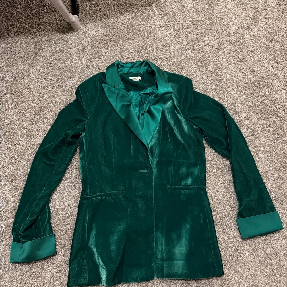 Jason Wu Elegant Green Velvet-like Women's Blazer